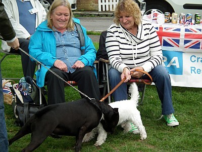 Elaine, Sue and Hamish the dog